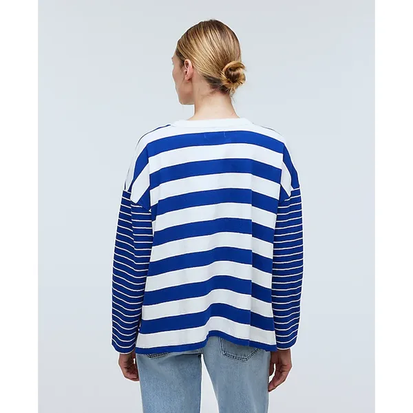 Madewell Easy Long-Sleeve Rugby Tee Contrasting Stripe Pure blue XS NWT - Image 3