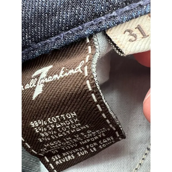 7 for all‎ mankind dojo dark wash long inseam jeans sz 31 - Image 4