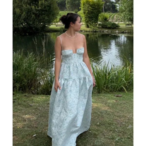 MAISON AMORY The Windsor Maxi Dress in Light Blue Size Medium - Image 4