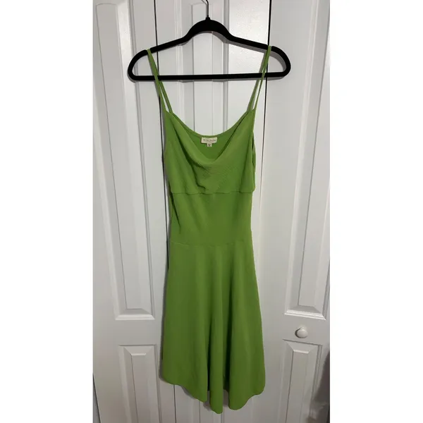See You Monday Midi Dress Cowl Neck Lime‎ Green Textured Spaghetti Strap XL - Image 2