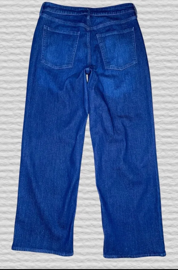 Old Navy WOW Wide Leg Jeans Womens 12 High Rise Dark Blue Denim Stretch Boho - Image 5