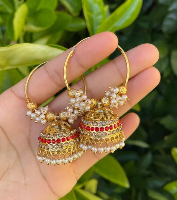 Golden Hoop Earrings Gold - Image 3