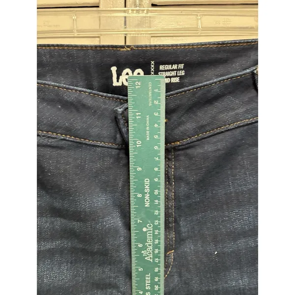 Lee Reg Fit Straight Dark Wash Denim Jeans‎ High Rise Size 20W Zip Logo NWT - Image 3