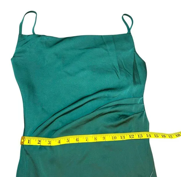 NWT - Lulus Bonafide Babe Emerald Satin Sleeveless Ruched Midi Dress!- Size S - Image 8