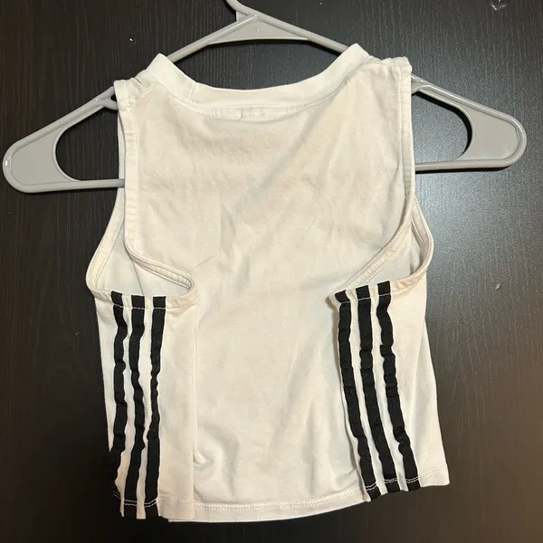 Adidas White Tank Top with Black Stripes - Image 2