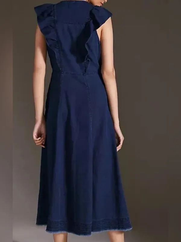 Pilcro Denim Flutter Sleeve MIDI Dress - Image 13