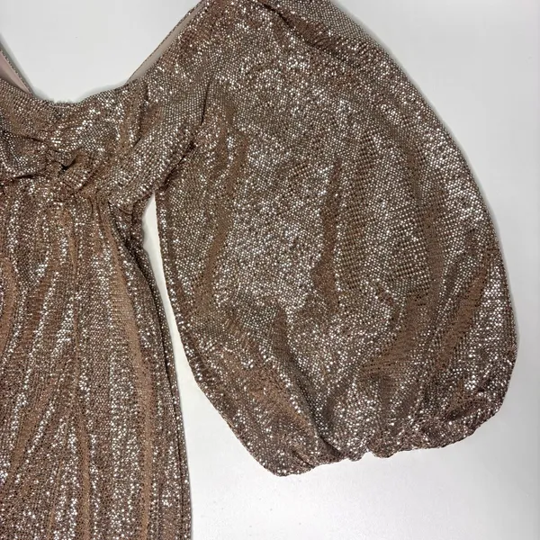 Show Me Your Mumu Sydney Midi Dress Gold, Silver Metallic Balloon, Puff Sleeve S - Image 8