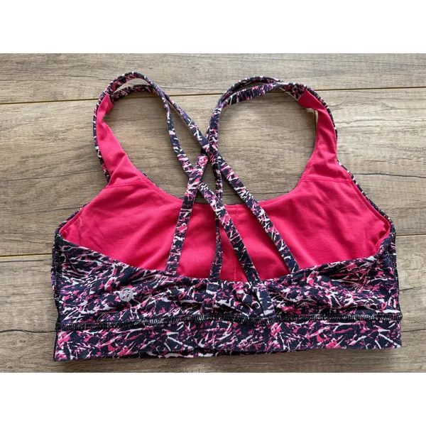 Lululemon‎ Energy Bra Top Exhale Boom Juice Pink Size 8 Strappy Stretch Cropped - Image 3