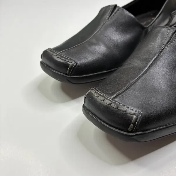 Naturalizer Family Black Square Toe Loafers Leather Upper Womens 8.5 - Image 2