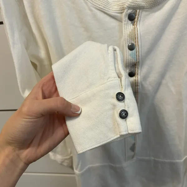 Free People White Button Down Henley Top - Image 5