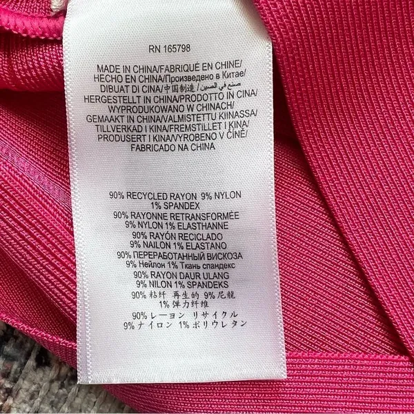 HERVE LEGER Paris Pink Bandage Mini Dress Sweetheart Neckline Hot Pink Bodycon M - Image 12