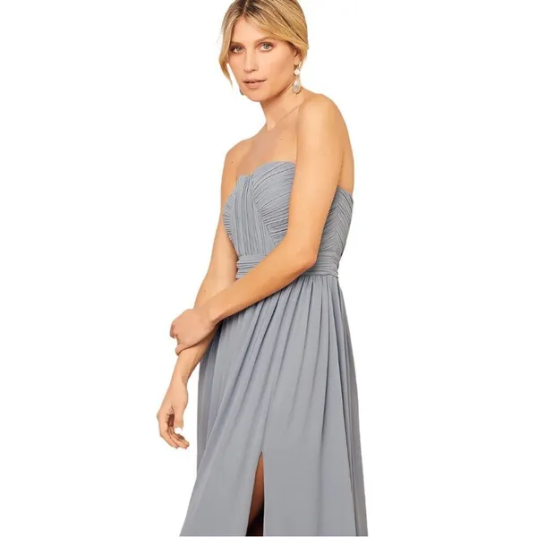 Lulus Endless Glamour Slate Blue Strapless Maxi Dress XL – Pleated Wedding Guest - Image 6