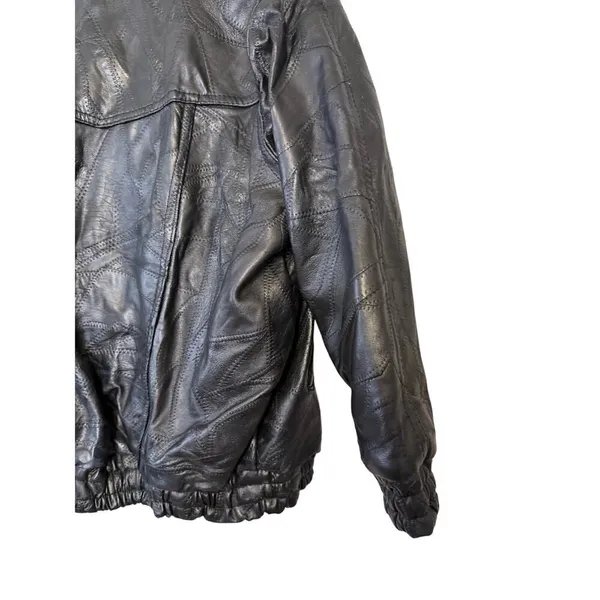 VTG Navarre Leather Co Italian Stone Design Genuine Leather Jacket‎ - Image 4