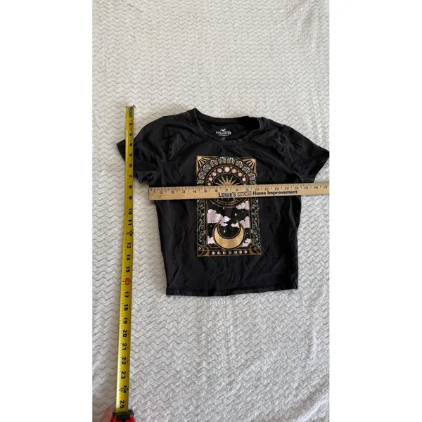 Hollister Womens Black Celestial Sun Moon Graphic Tee Shirt Small Art Nouveau - Image 4