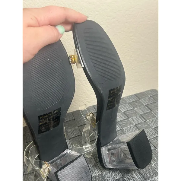 Madden Girl Women's Size 6.5 Heels Clear Acrylic Block Heel Sandals Rhinestones - Image 7