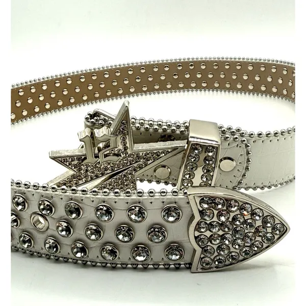 Lukamachain White Diamonds‎ Crocodile Iconic Star Belt UK Small Studded RV $78 - Image 5