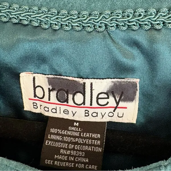 Bradley Teal Leather Lace‎ Detail Jacket Size Medium Blue - Image 8