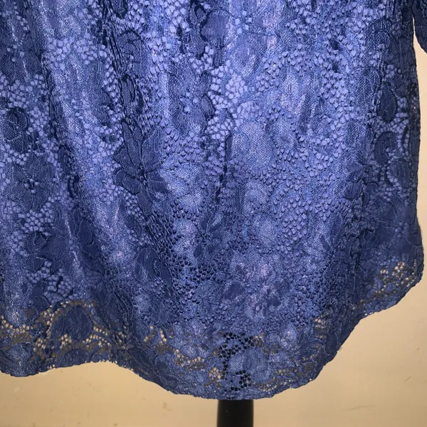Women’s Miholl Navy Blue Bell Half-Sleeve Mesh Lace Top Off Shoulder - Image 7