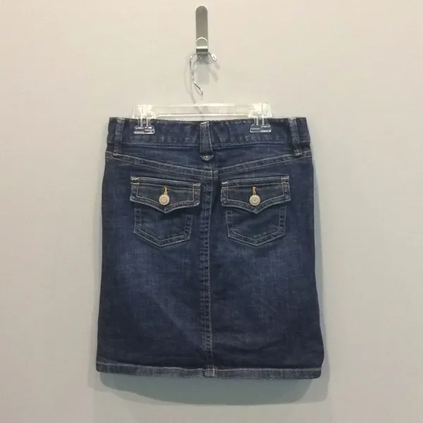 Old Navy Low Waist Denim Skirt Size‎ 1 Dark Wash Stretch Straight Jean Skirt - Image 3