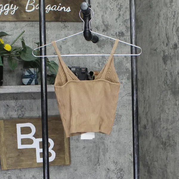NWT Belle & Bloom Womens Sleeveless All I Need Knit Crop Top Oat Brown L - Image 4