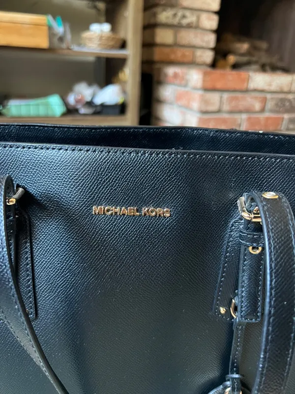 Michael Kors Black Saffiano Tote with Gold-Tone MK Charm - Image 2