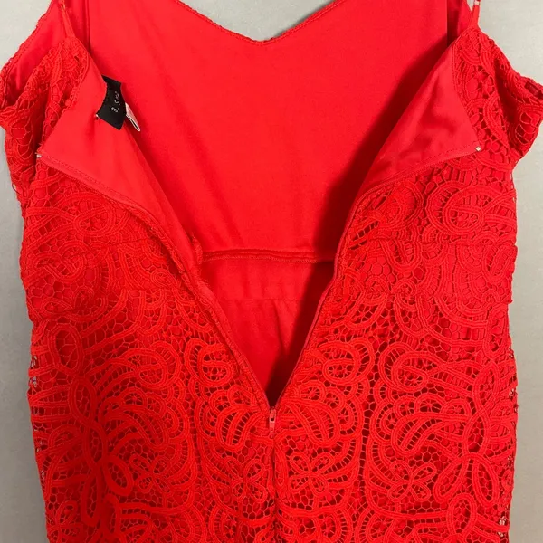 B. Smart Lace Dress Orange Spaghetti Straps Summer Sheath Bright Colorful Sz 14 - Image 12