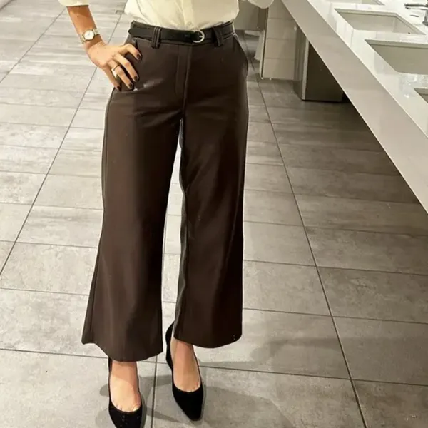 Joe's Jeans Brown Faux Leather Pants Size 31 Wide Leg Trouser Crop Designer $200 - Image 7
