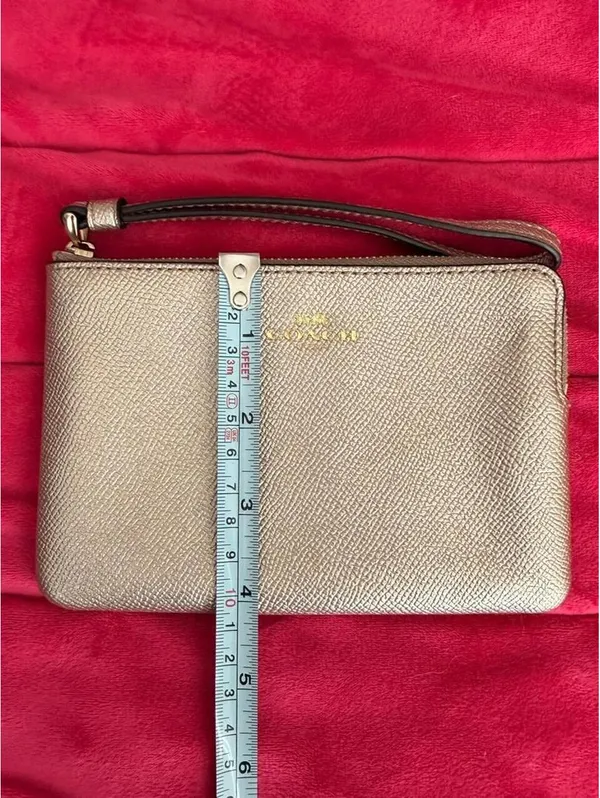 Leather Gold Coach Wristlet - Image 6