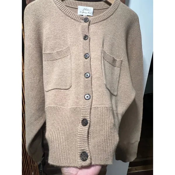 J.Crew 75 Spring Street 95% Cashmere Cropped Pocket Cardigan Quiet Luxury M - Image 3