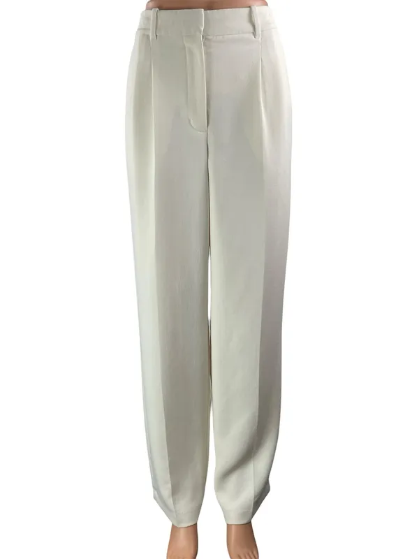 Aritzia Wilfred The Effortless White Pleated Wide Leg Trouser Dress Pants Size S - Image 2