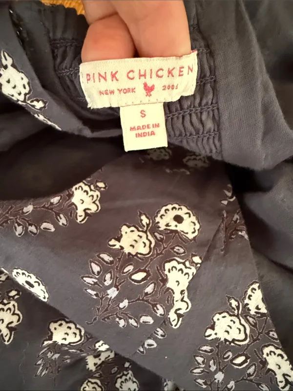 Pink Chicken New York Marilyn Dress 100% cotton block print maxi size S - Image 6