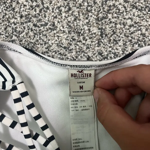 Hollister Black and White Striped Bikini Bottoms - Image 2