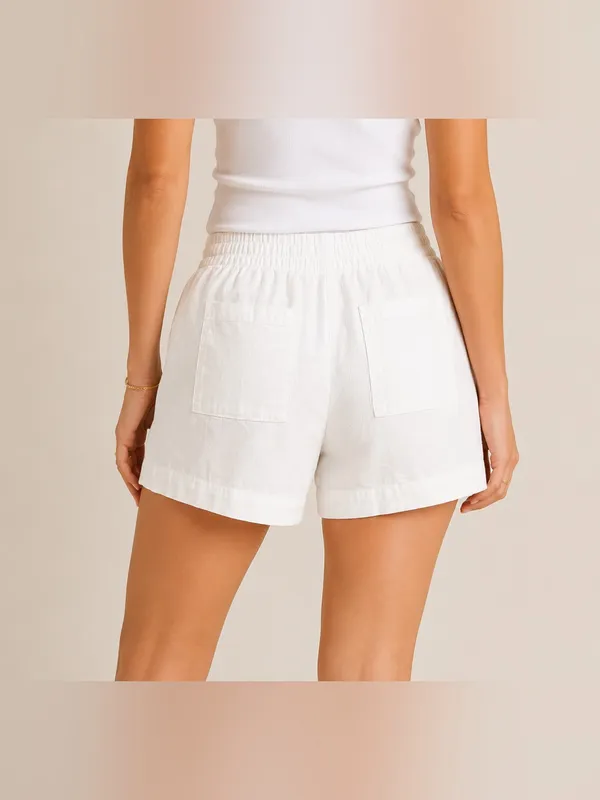 GAP Linen Blend White Pull On Drawstring Shorts - Image 2
