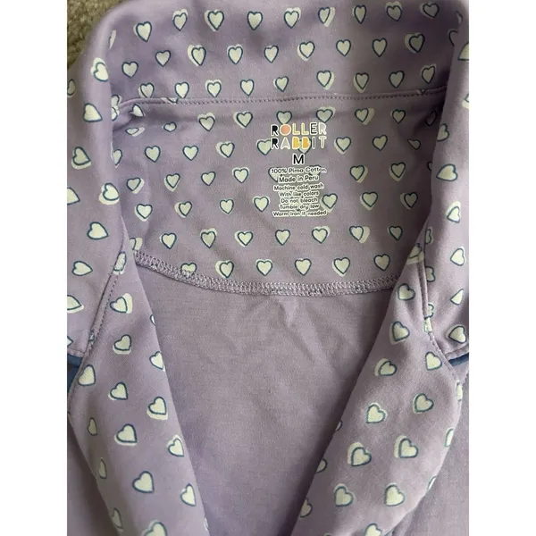 New Rare Roller Rabbit Monkey Embroidered Polo PJ Pajama Shorts Shirt Lavender M - Image 6
