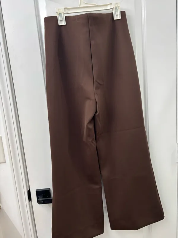 Elie tahari brown wide leg trouser pant cropped - Image 4