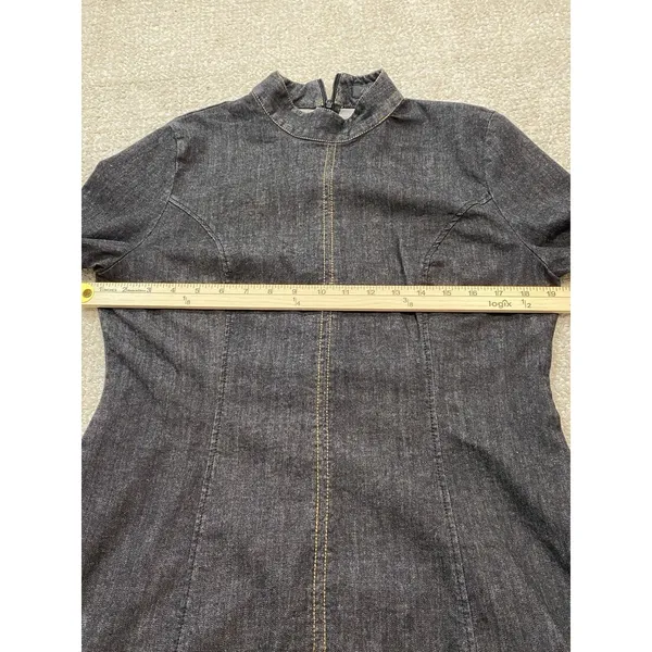 Zara Black Long-Sleeve Mini Dress with High Neck Size XL 97% Cotton - Image 9