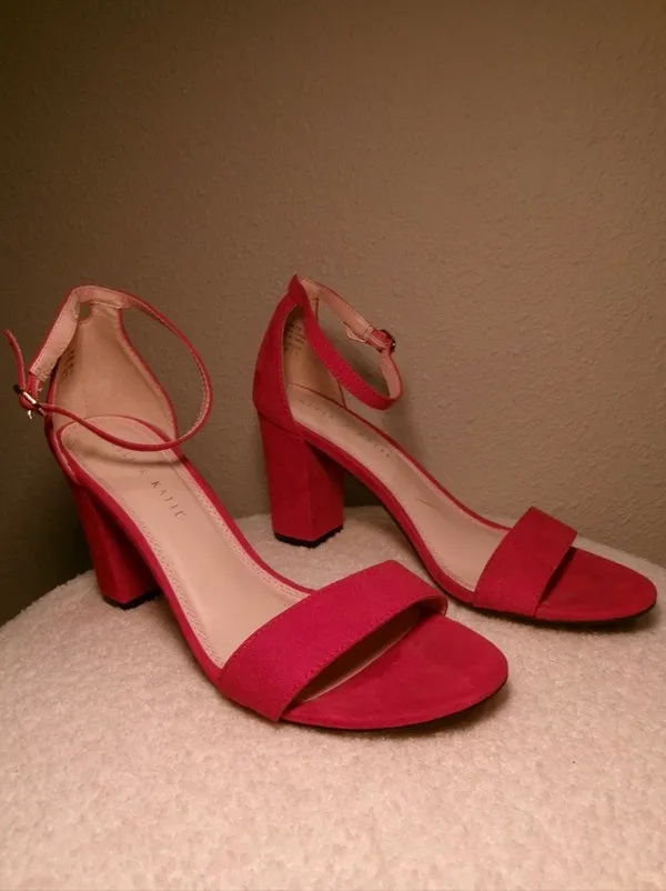Kelly & Katie Red Open-Toe Ankle-Strap Block Heels - Image 2
