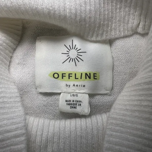 Aerie Offline Colorblock Mock Neck Sweater Pullover Blue White Womens L‎ Cozy - Image 5