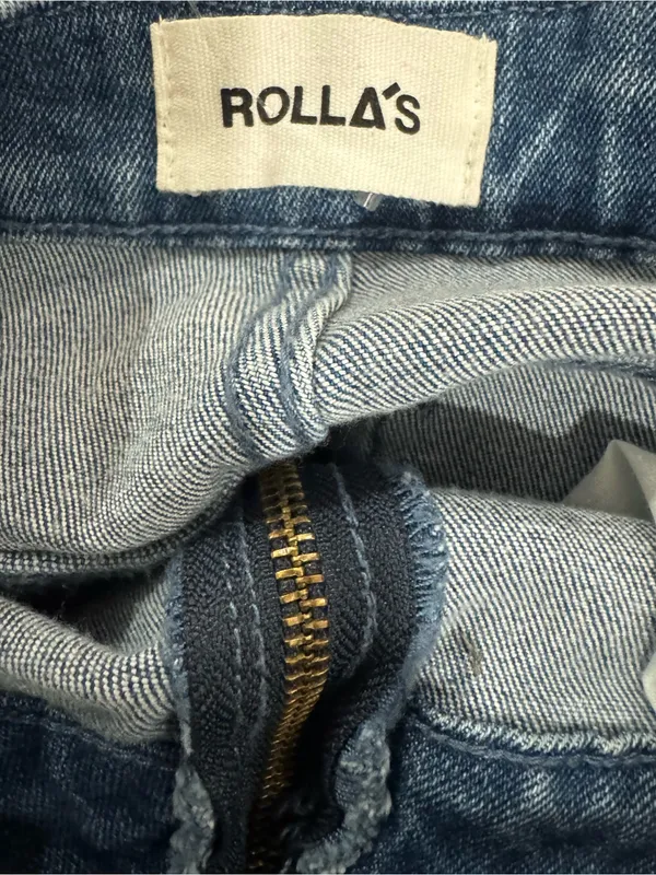 ROLLA'S Blue Zip-Front Wide-Leg Denim Overalls - Image 7