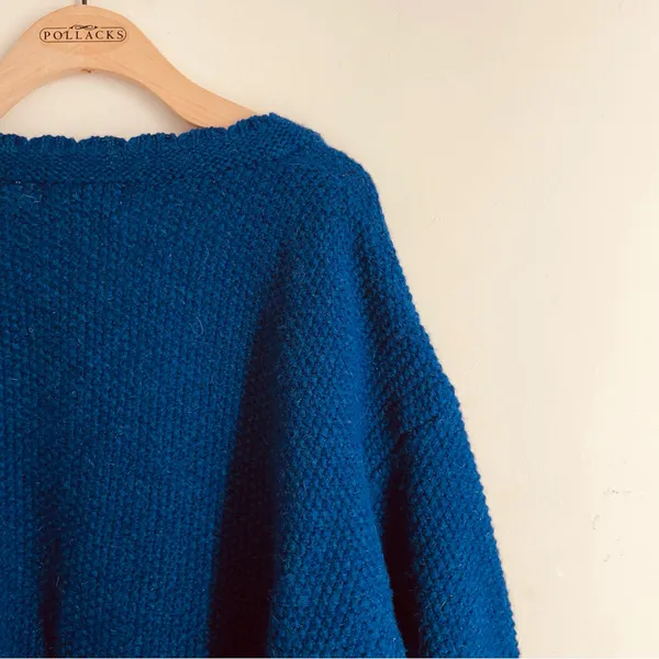 April Cornell Vintage Wool Cardigan Knit Sweater Blue Button Front sz L - Image 4