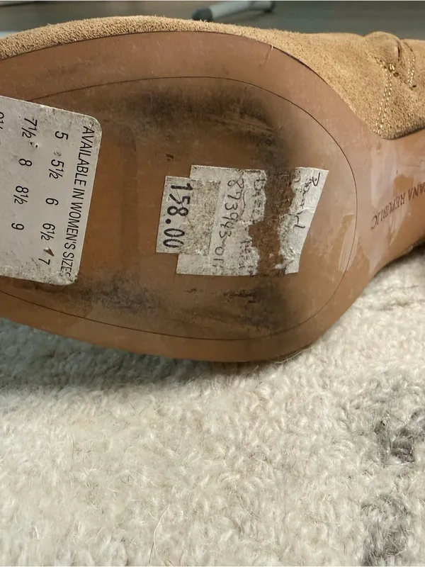 Banana Republic Tan Suede Block Heel Ankle Booties Size 6 - Image 5