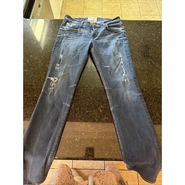 Big Star Nina Jeans Sz 30L Long‎ Dark Denim Distressing Straight Leg Western - Image 8