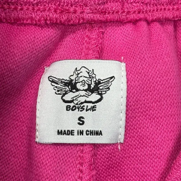 Boys Lie Sweatpants Small It's All Lies Darling Hot Pink Wide Leg Graphic Cherub - Image 8