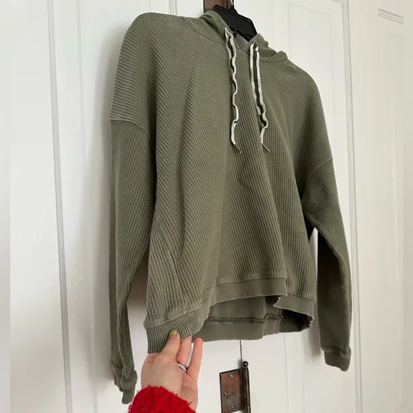 Aerie New Love Cropped Fit Corded Hoodie • Size L - Image 5
