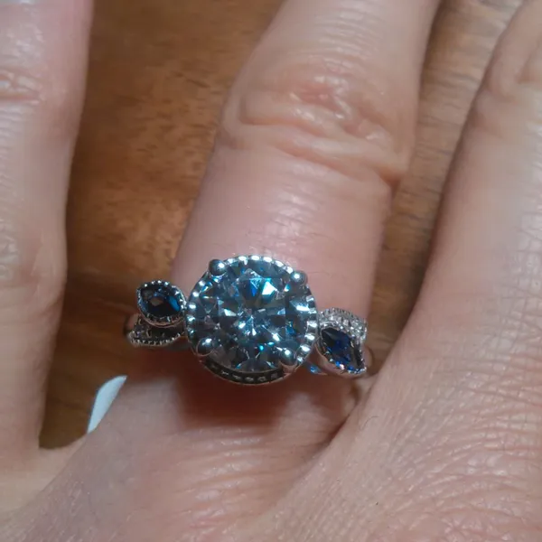 Simulated Tanzanite and Simulated Diamond Sterling Silver Ring (Size 6.75) - Image 16