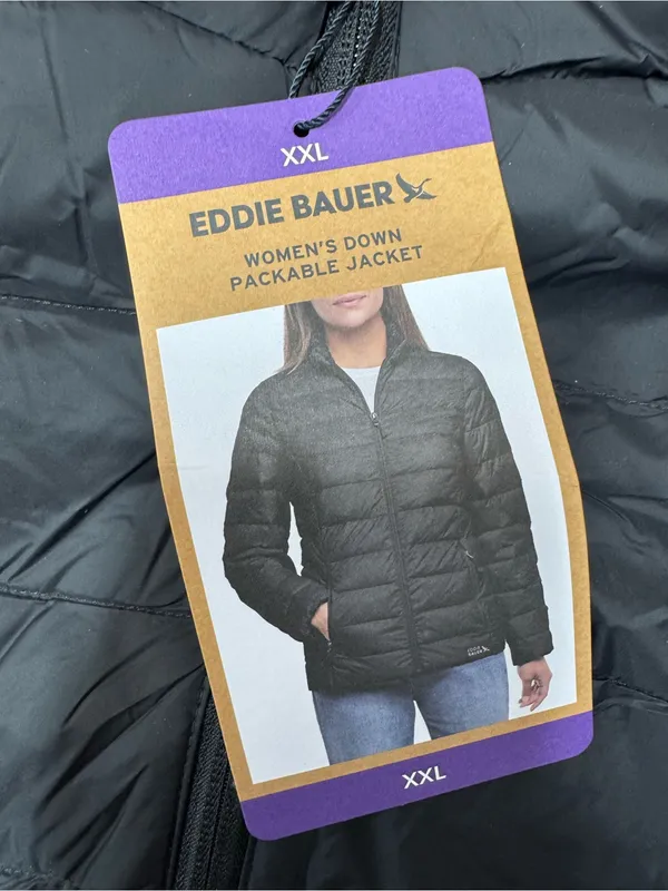 Eddie Bauer Ladies Down Packable Jacket Size XXL Black NWT - Image 2