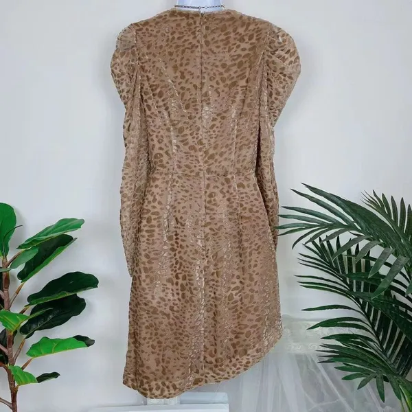 Bellevue Talia Long Sleeve Animal Print Cowl Mini Dress Cocktail Wedding Guest - Image 4