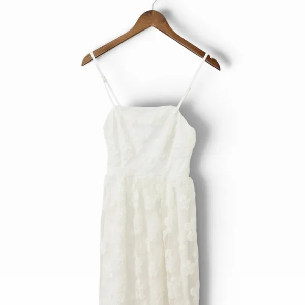 Lulus Delightful Charisma White Embroidered Sequin Mesh Midi Dress size XS - Image 6