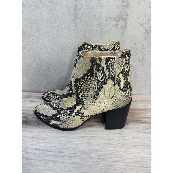 Steve Madden Size 6‎ Jain Snakeskin Print Ankle Booties Block Heel Pointed Toe - Image 6