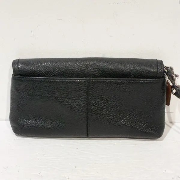Coach Black Pebbled Leather Wristlet Clutch Multi Card Slot - Image 6